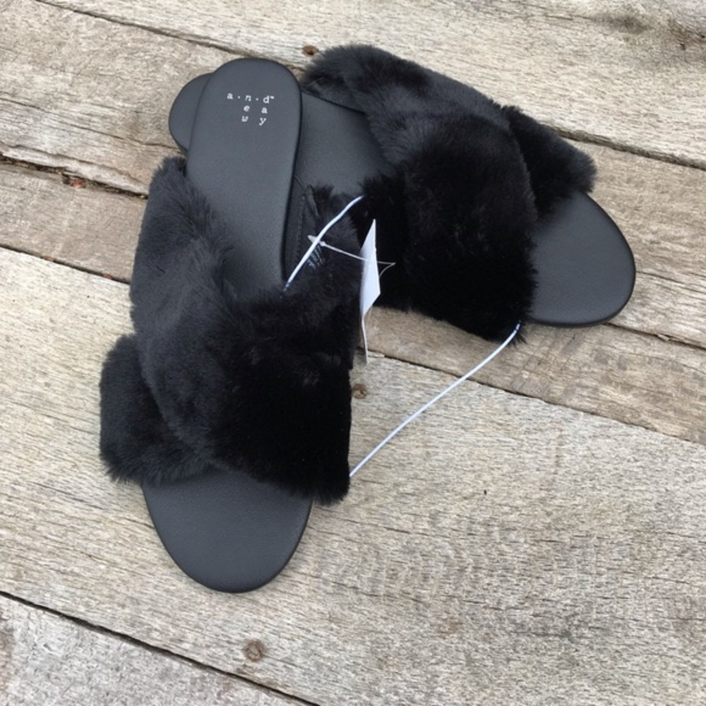 A New Day Faux Fur Slipper Sandals